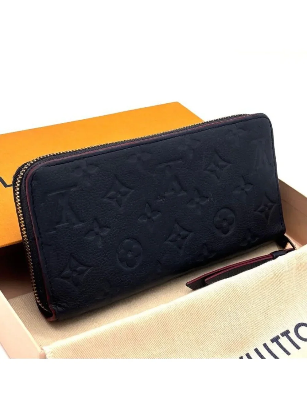 Louis Vuitton Monogram Empreinte Zippy Wallet Marine Rouge
